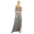 thumbnail image 2 of Bimba Women Rayon Long Maxi Dress Gown With Block Print & Side Slit, 2 of 9