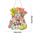 thumbnail image 3 of Easter Spring Flowers Bunny Door Sign Holiday Wooden Hanging Sign Decorative Multicolor 30X30Cm 11 81X11 81In, 3 of 6