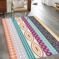 thumbnail image 2 of 4'x6' Area Rugs, Bohemia Ethnic Indoor Outdoor Area Rug for Living Room Bedroom, Boho Tribal Teal Orange Purple Stripes Leaves Washable Bathroom Rugs Kitchen Floor Carpet Mats Home Decor Aesthetic, 2 of 8