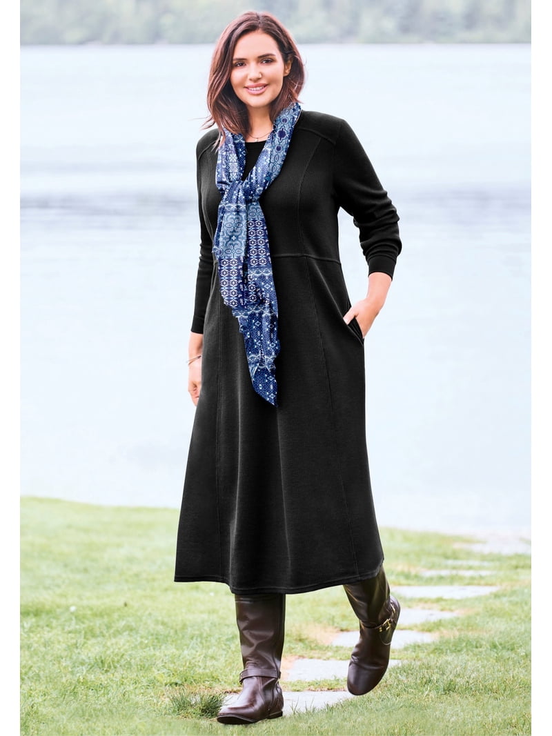 Woman Within Plus Size Thermal Knit A-Line Dress Woman Within Plus Size Thermal Knit A-Line Dress