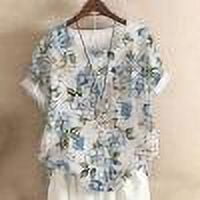 Chemises à Manches Courtes pour Femmes Hauts d'Été Tendance 2023 Mode Femme Décontractée Col Rond Blouse Imprimée T-Shirt Manches Courtes Hauts d'Été