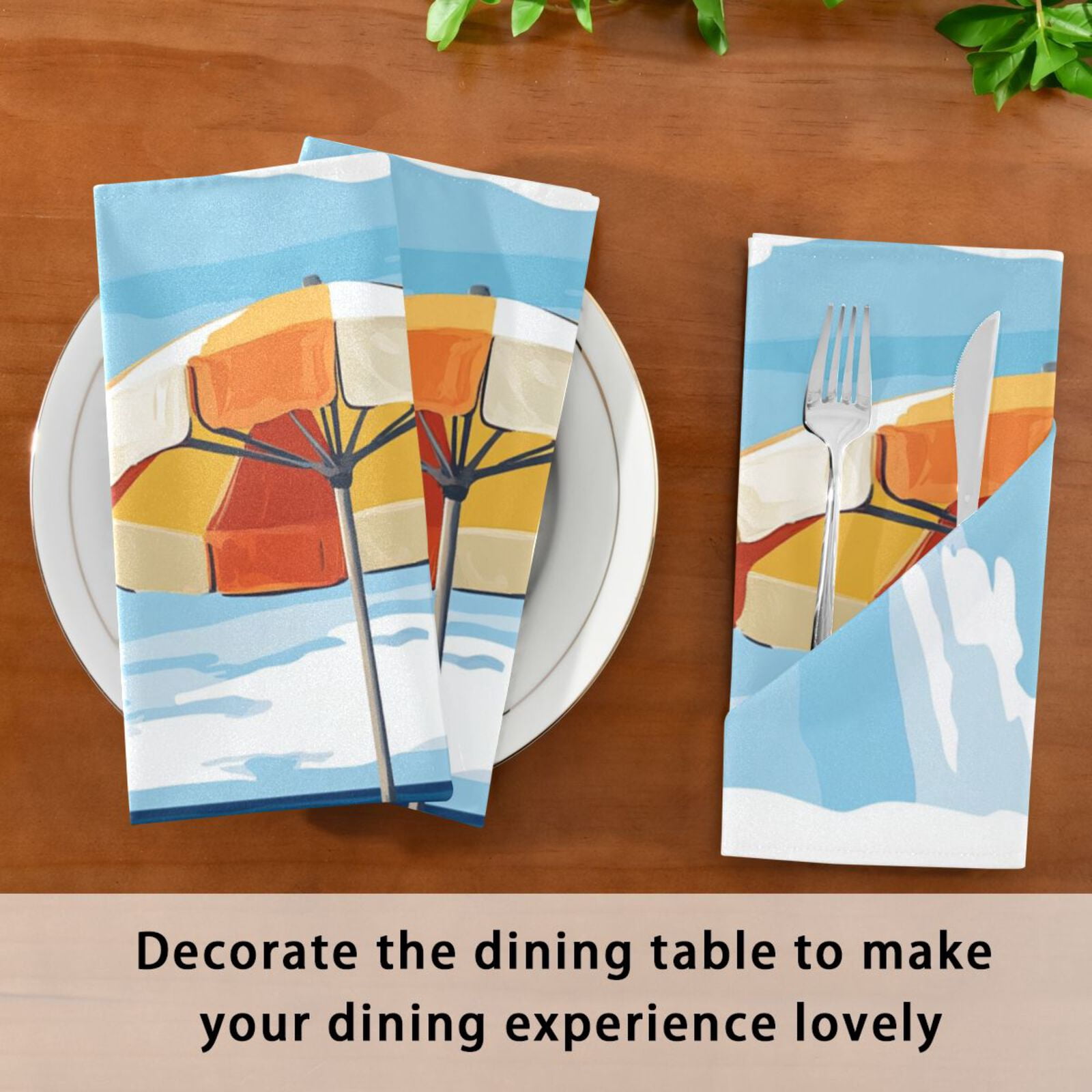 JSTEL Beach Travel Cloth Napkins Set of 6, 20x20 Inch Washable and Reusable Napkin for Decoupage Dinner Party Everyday Use