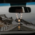 thumbnail image 2 of Rosario de coche, Rosario de espejo retrovisor, Cruz de bendición de coche católico, Camión, Motocicleta, Espejo retrovisor de coche, Accesorios decorativos Oro, 2 of 4