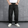 thumbnail image 2 of Men's Loose Fit Washed Denim Jeans Casual Streetwear Baggy Wide Leg Hop Pants for Everyday Wear, 2 of 2