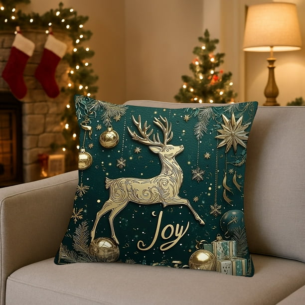 Christmas Pillow Covers 17.7x17.7 Inches Decorative Pillow Cases With Soft Fabric Hidden Zipper For Home Decor