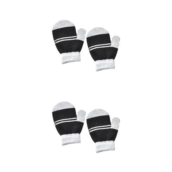 Sonducket 1 par de manoplas para niños pequeños, calentadores de manos flexibles para niños y niñas, cubierta para calentar las manos, Gris negro 2piezas