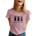 thumbnail image 1 of Pxiakgy Vente Chaude T-Shirts de Pâques Col Rond pour Femmes Joyeuses Pâques Lapin avec Lunettes Blouse Décontractée Graphique Printemps Hauts Colorés Tee Femmes Printemps Été Imprimé Manches Courtes Col Rond T-Shirt Haut, 1 of 5