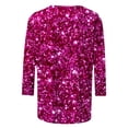 thumbnail image 4 of Tiweut Hauts Décontractés pour Femmes Mode Manches 3/4 à Sequins Col Rond Coupe Ample T-Shirts pour Femme Rose Vif, 4 of 4