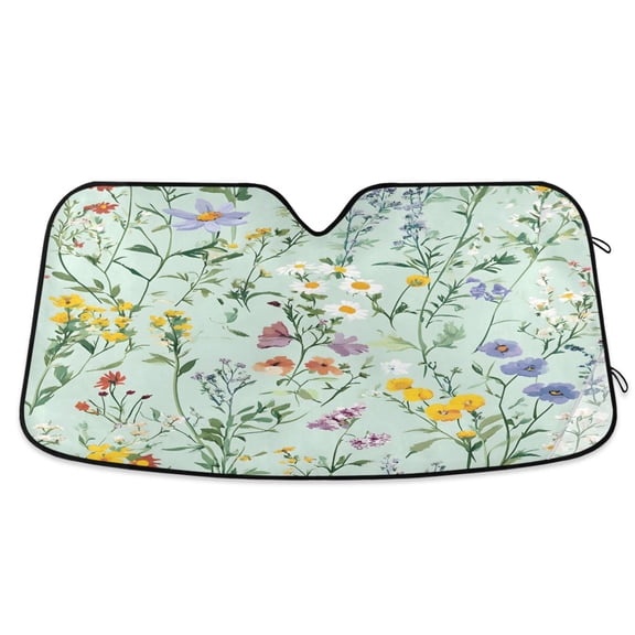 ALAZA Wildflowers Windshield Sun Shade Car Foldable Sun Visor Block UV Rays Protector 55"x27.6"