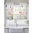 thumbnail image 5 of Wildflowers Sheer Curtains 54 Inch Length 2 Panels Set Window Treatments, Spring Farmhouse Tulip Floral Leaf Wooden Grain Rod Pocket Semi Curtains for Living Room/Bedroom/Kitchen Décor, 104"W x 54"L, 5 of 7