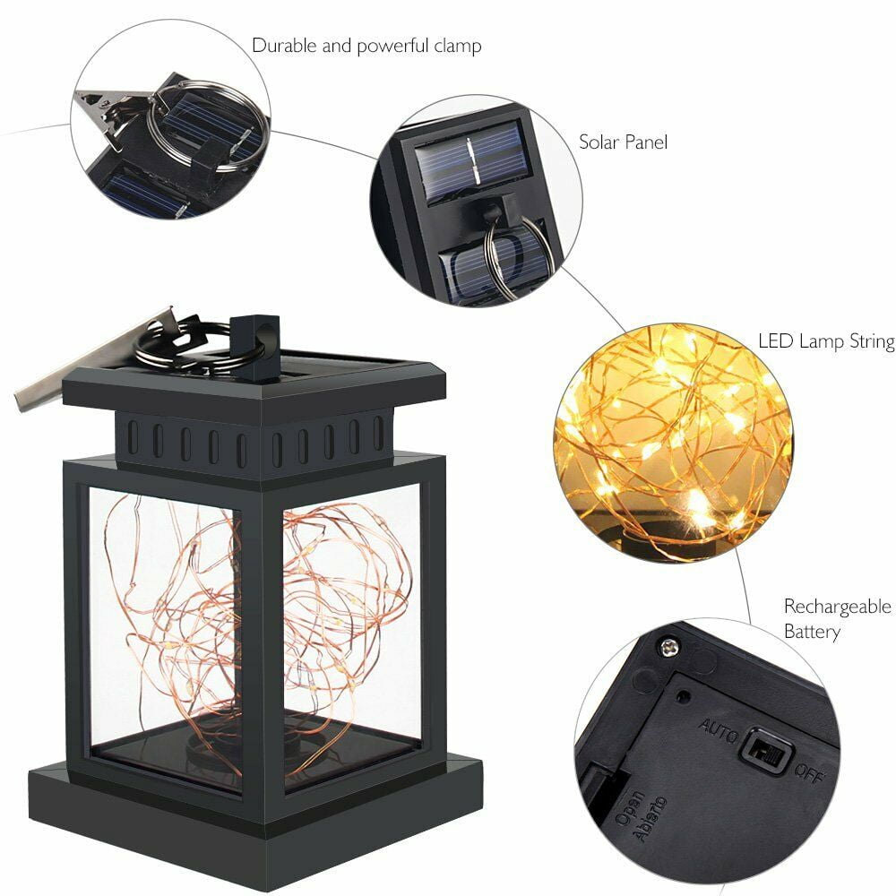 [2 Pieces] EpicGadget Solar Lights Outdoor Hanging Solar Lantern, Solar Powered Warm White LED Garden Decorative Lights for Table Patio Landscape Yard Decorations, Dusk to Dawn Auto Sensor On Off