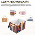 thumbnail image 6 of Yayeee Collapsible Cube Storage Bin with Lid Fabric Closet Decorative Basket with Handles, Futuristic Sun, 6 of 7