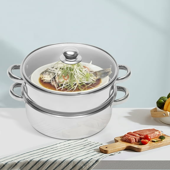 5 Tier Stainless Steel Steam Cooker Steamer Pan Food Veg Pot Set 26cm/30cm w/Lid Suitable for Steaming Corn, Dumplings, Buns, fFsh, Chicken,etc.
