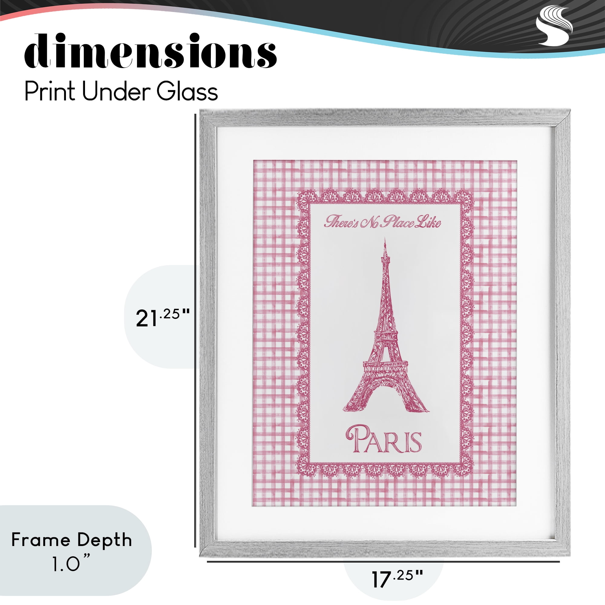 Stupell Industries No Place Like Paris Pink Lace Gray Framed Print Under Glass, design by Conrad Knutsen
