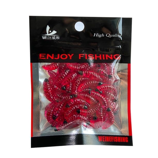 50pcs 2.4cm 0.5g Maggot Bionic Señuelos de pesca Cebo suave artificial Rojo Ehuebsd Para Estrenar