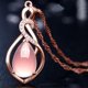 thumbnail image 2 of Colgante de joyería de la declaración de moda de rosa de las mujeres de cristal rosa collar de oro collares colgantes, 2 of 3