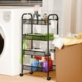 thumbnail image 3 of Thehsnt 5-Tier Rolling Storage Cart - 360° Spin Metal Wire Shelves with Locking Wheels, Space-Saving Organizer for Kitchen/Pantry/Bathroom, Rust-Resistant Black Shelving Unit, 3 of 14