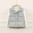 thumbnail image 2 of Htigea Womens Puffer Sleeveless Jackets Lightweight Stand Collar Vest Solid Zip Up Outerwear from Fall to Winter Gray M, 2 of 3