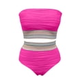 thumbnail image 4 of Afdoent Bikini Sets For Women High Waisted Women Color Block Strapless Two Piece Swimsuits Ribbed Longline Full Coverage Bathing Suits Swimwear 2026, 4 of 5