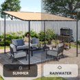 thumbnail image 4 of Aoxun 10x12 Lean to Gazebo Outdoor Pergola with Water Resistant & UV-Resistant, Wall-Mounted Canopy Sloped Roof Awning for Patio Backyard, Deck, or Garden Khaki, 4 of 10
