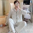thumbnail image 2 of Conjunto de pijama de gofre suave para hombre, ropa de dormir para dormitorio, pantalones de manga larga, ropa de casa de moda, ropa de noche para hombre, 2 piezas, 2 of 4