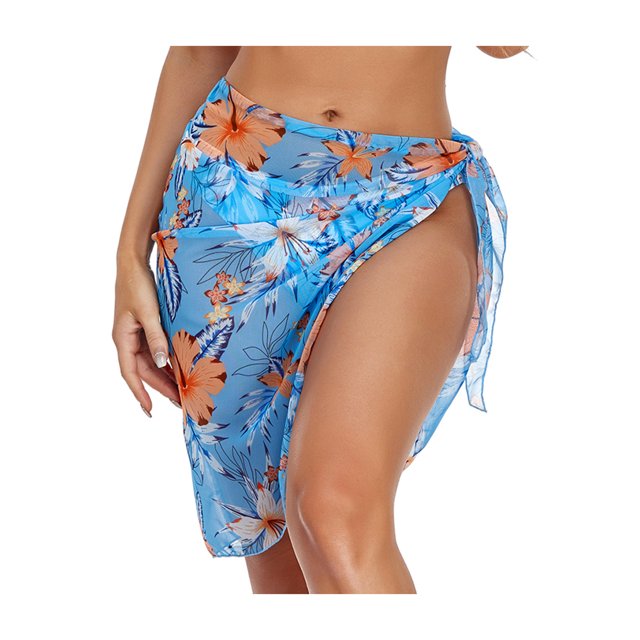 SAYOO - Blusas para mujer, falda transparente con amarre/cárdigan de manga larga para cubrir ropa de playa SAYOO Sexy
