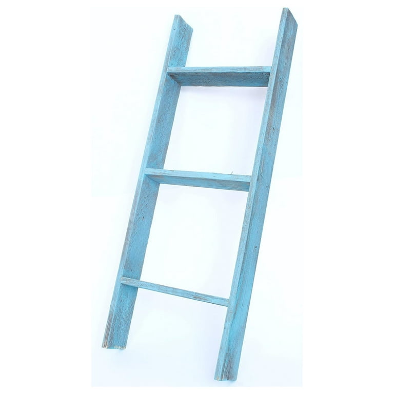 Exlonjet Blanket Ladder 3 Foot Fully Assembled 36 Inch Rustic Reclaimed Wood Ladder for Blankets Quilts Decorative Items Farmhouse Wall Leaning Ladder Robins Egg Blue by Exlonjet Walmart