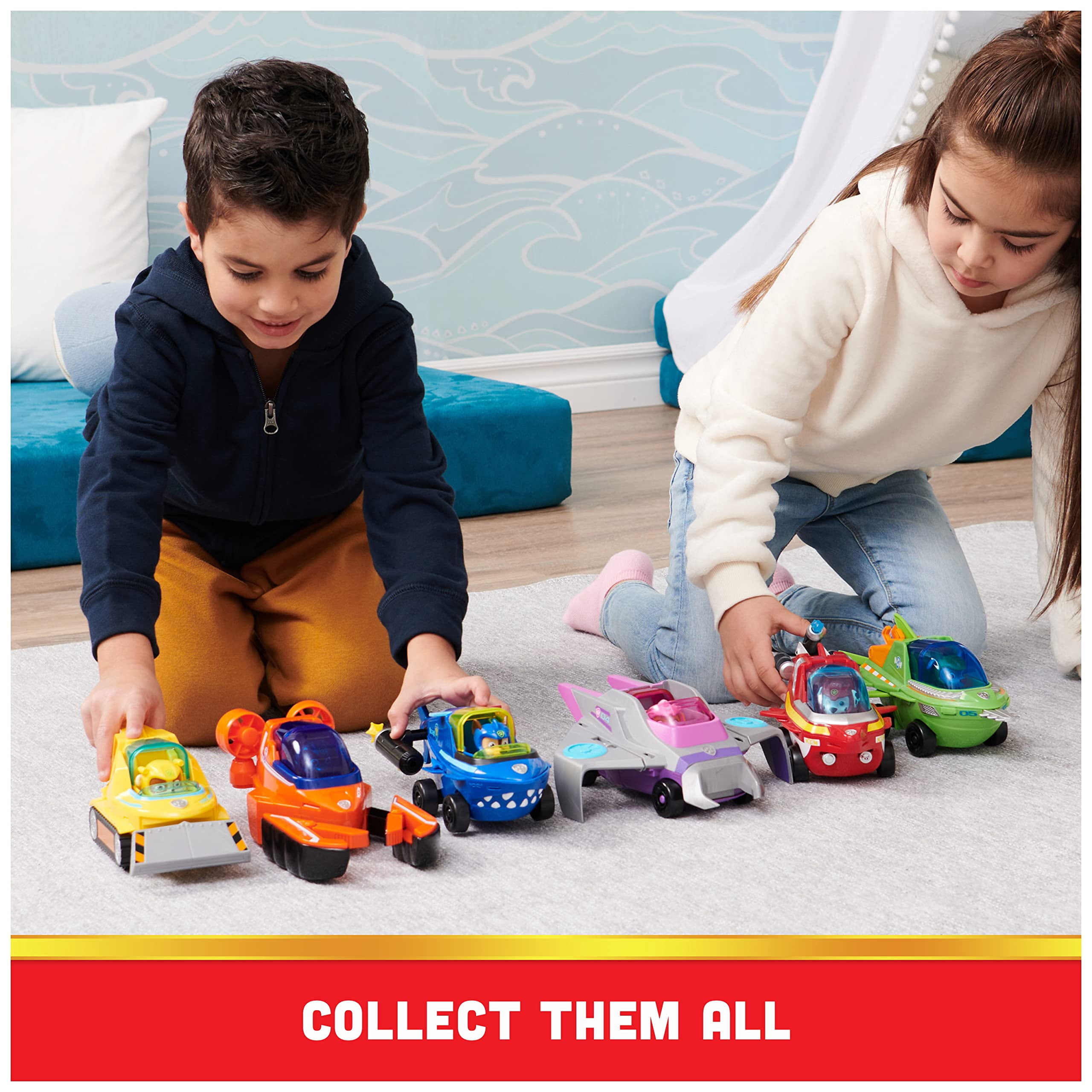 Paw Patrol Aqua Pups Rocky Transforming Sawfish Vehicle with Collectible Action Figure, Kids Toys for Ages 3 and up