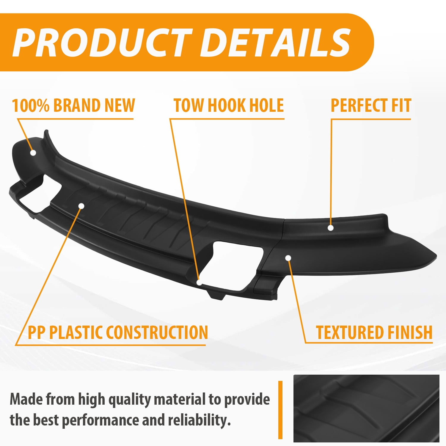 KOJEM Front Bumper Lower Valance for 2009-2014 Ford F150 4WD Replace for 9L3Z17626B FO1095228C with Fog Light Holes Air Dam Deflector Valance Panel