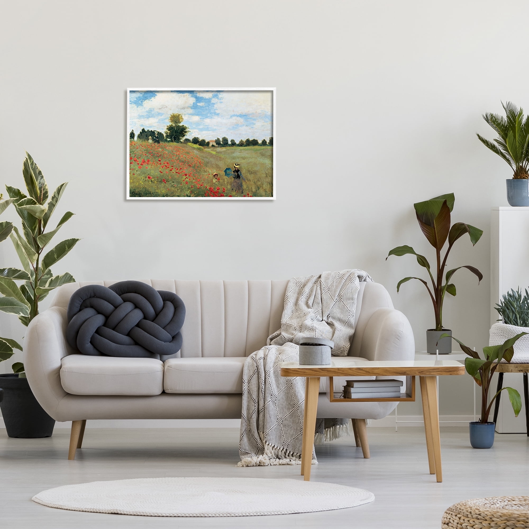 Stupell Industries The Poppy Field Monet Classic Painting Framed Art Print Wall Art, 30x24, By Claude Monet