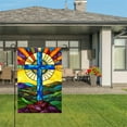 thumbnail image 3 of AMHNF Stained Glass Cross Sunburst Linen Garden Flag for Spring Summer Home Outdoor Garden Yard Door Decor 12x18 inch, 3 of 5