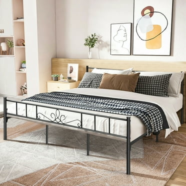 Gymax King Size Metal Platform Bed Frame with Headboard Footboard Mattress Support