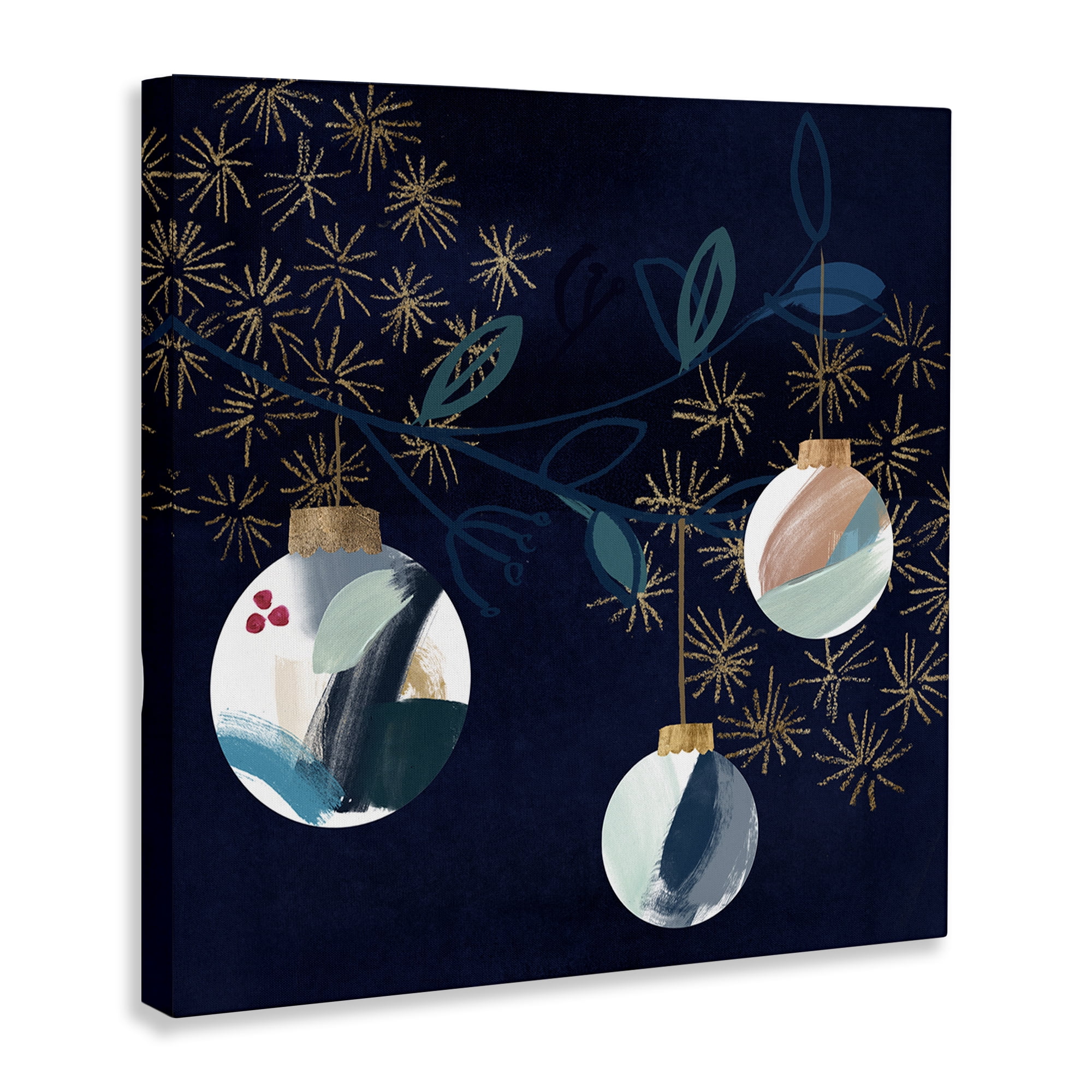 Stupell Industries Hanging Christmas Orbs Holiday Painting Gallery Wrapped Canvas Art Print Wall Art, 30 x 30