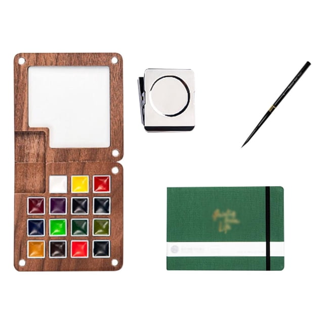 Portable Travel Wooden Handmade Paint Palette Oil Painting Tray Box
