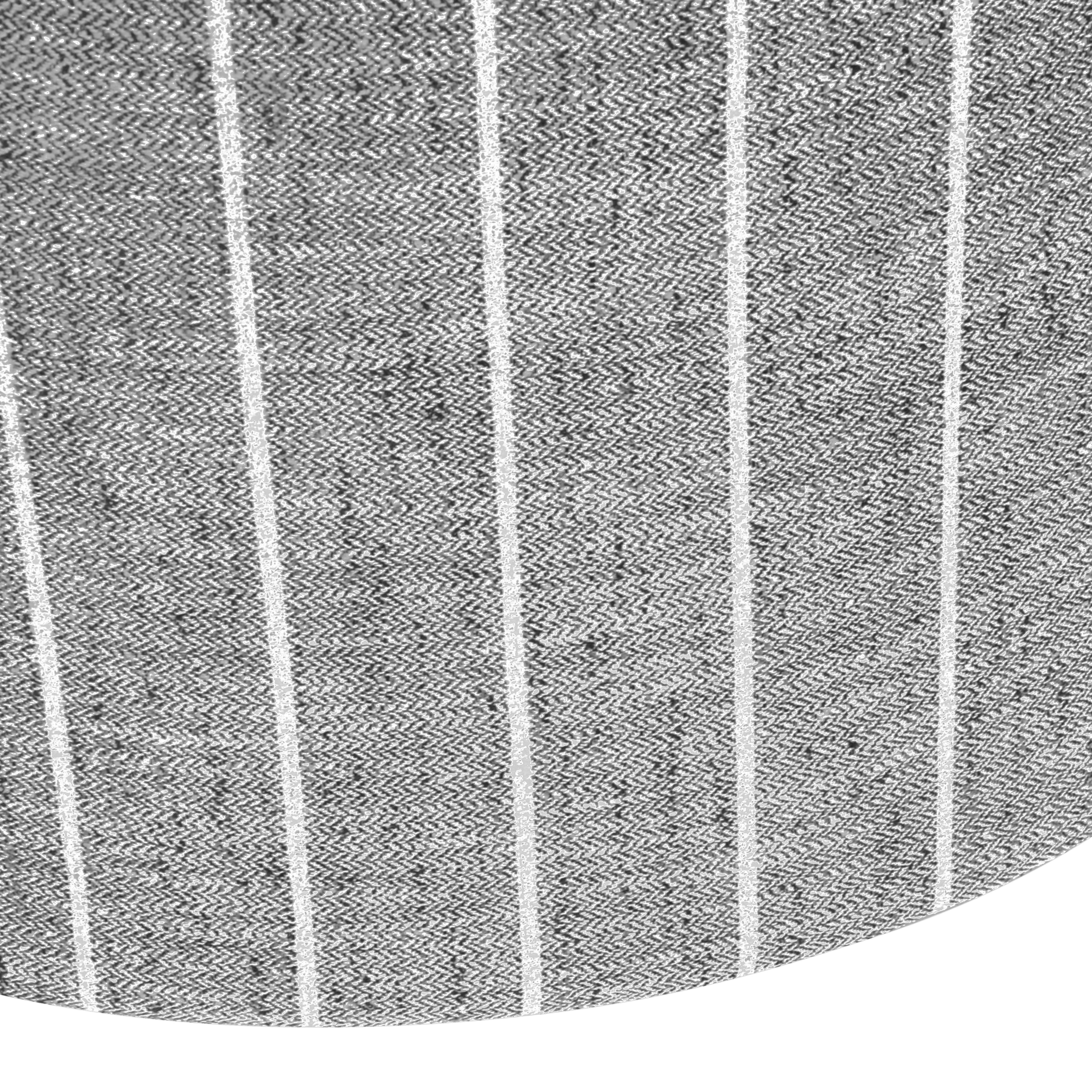 HomePop Large Modern Round Storage Ottoman with Wood Lift-Top Lid, Gray Pinstripe/Honey Oak