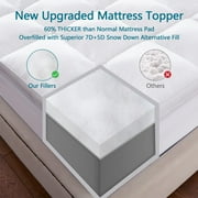 INGALIK Plush Soft Mattress Topper, Queen, 400TC Extra Thick Breathable Pad, Cooling Technology, Pressure Relief, 8-21 Deep Elastic Pocket, White