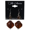 thumbnail image 2 of Brown & Silver-Tone Colored Acrylic Dangle-Earrings With Bead Accents #LQE3829, 2 of 2