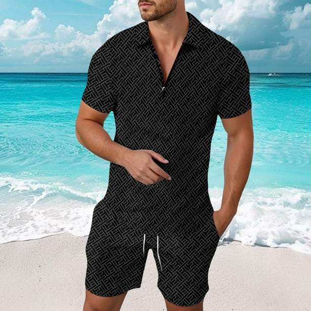 WILLBEST Trajes Casuales de Hombre Cortos para Salidas Informales, Conjunto de Corte Entallado, Material Transpirable, Primavera y Verano para Cualquier Ocasión.