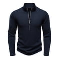 thumbnail image 4 of Ceisia Men's Slim Fit Half-Zip Stand-Up Collar Rib Knit Sweater with Contrast Hem Navy XXL Gifts, 4 of 8