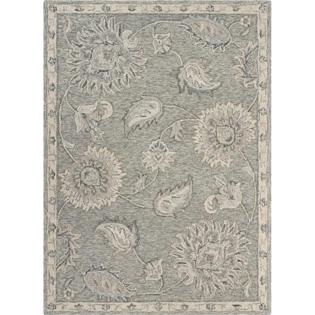 LR Resources VICTO81583GRY5070 5 x 7 ft. Traditional Botanical Area Rug, Gray & Blue