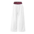 thumbnail image 4 of Hvogkswy Wide Leg Sweatpants Women Elastic Drawstring High Waisted Pants Plaid Lining Casual Workout Jogging Pants with Pockets, 4 of 8