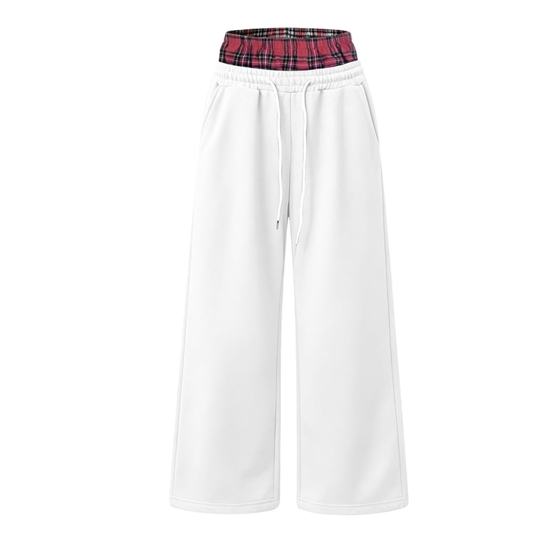 Smsaxvxz Fleece Wide Leg Sweatpants for Women Baggy Casual