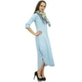 thumbnail image 2 of Bimba Women's 3/4 Sleeves Light Blue Casual Cowl Loose Maxi Dress With Scarf - 16, 2 of 5