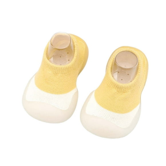 PMVFHDE Toddler's Sneakers Baby Girl Shoes Rubber Sole Non Indoor Slipper Girls First Walking Floor Shoes With Cute Bows Baby Shoes Baby Sneakers Yellow,9-12 Months