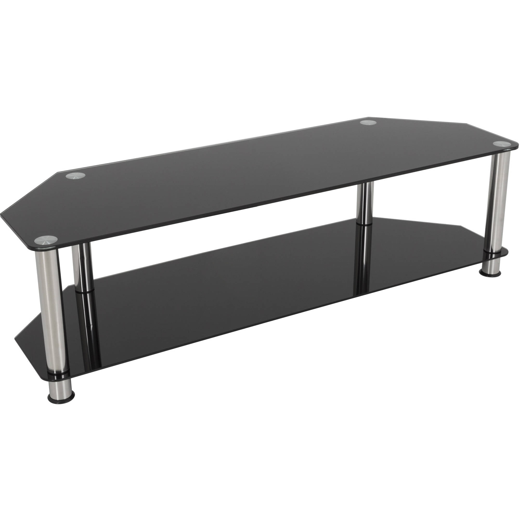 Avf Tv Stand For Up To 65 Tvs Black Glass Chrome Legs
