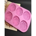thumbnail image 4 of Pink 6-Connected Rose Silicone Mold – 3D Flower Fondant Cake Decorating Kit for Chocolate, Soap & Baking, Non-Stick & Heat Resistant, 4 of 6