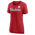 thumbnail image 2 of Women's Scarlet Nebraska Huskers Past Script Tri-Blend T-Shirt, 2 of 3