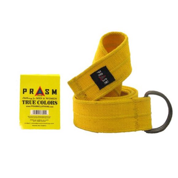 Cinturón PRASM Clothing de lona con hebilla en D amarillo 135 cm