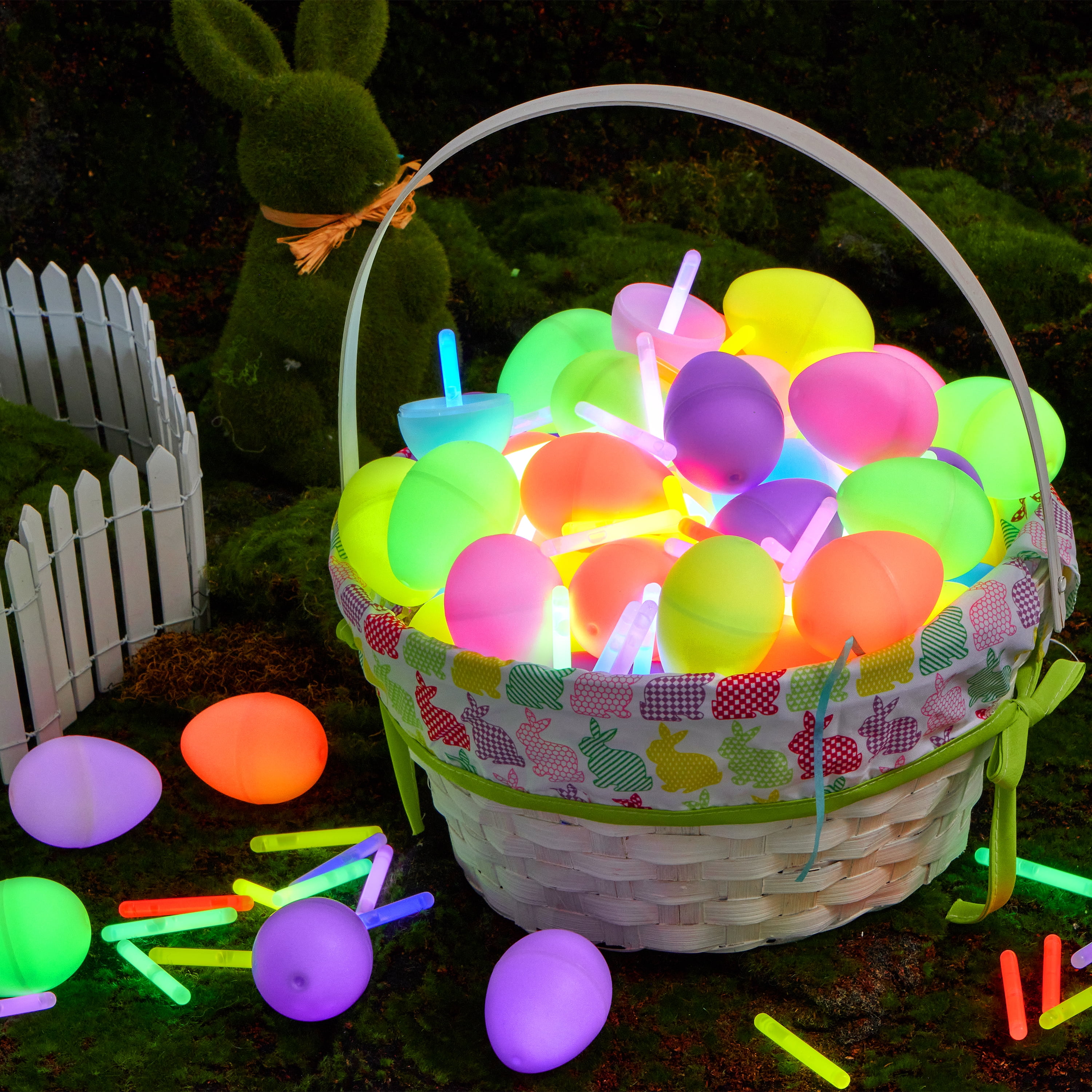 Joyfy 70 Pcs Easter Eggs Filled with Toys (35 Eggs & 35 Sticks),Easter Glowing Eggs Set for Kids,Easter Basket Stuffers Fillers Gift,Easter Eggs Hunt Game Party Favors