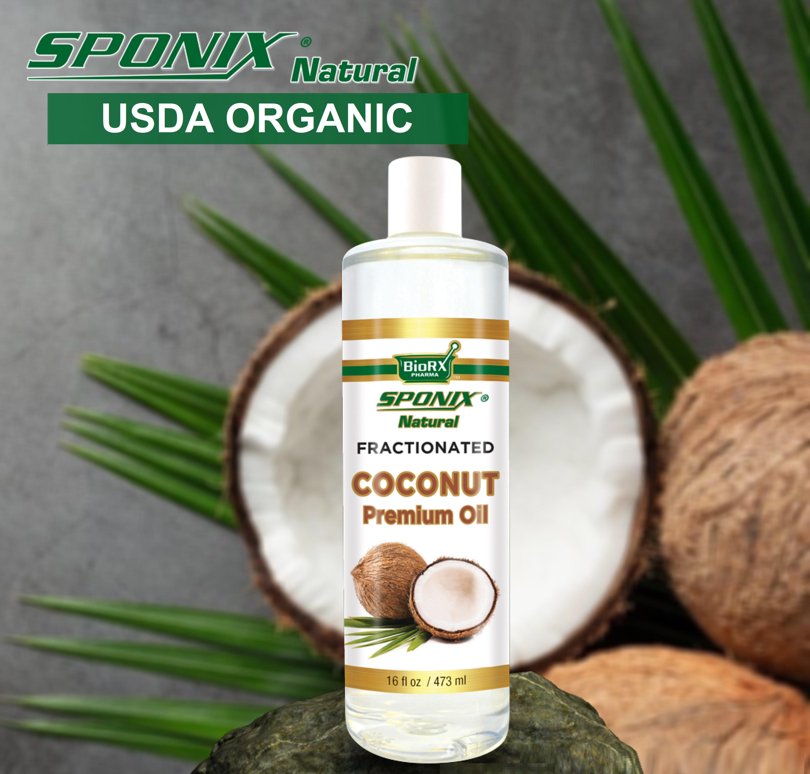 Coconut Oil 16 Oz / 473 mL USDA Organic Fractionated Carrier Oil